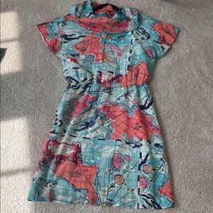 Lilly Pulitzer Holy Grail silk cowl neck dress in X Marks the Spot. Size M.